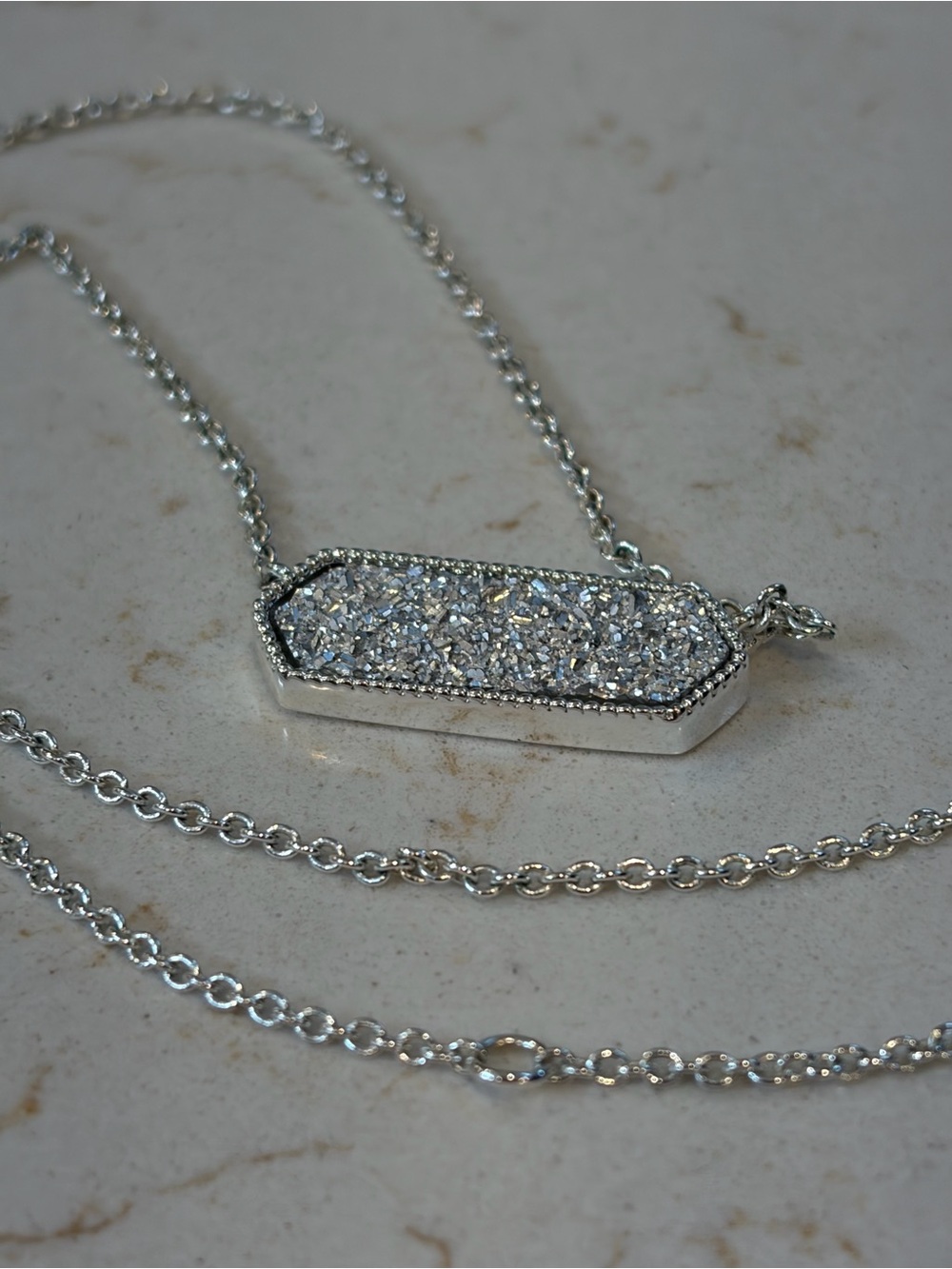 Alex and Ani Silver Druzy Bar Necklace